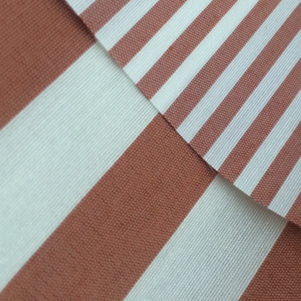 HS TREVIRA ANTIFIRE - FLEXA thin stripes (terracotta-white) / standard width: 2,15m